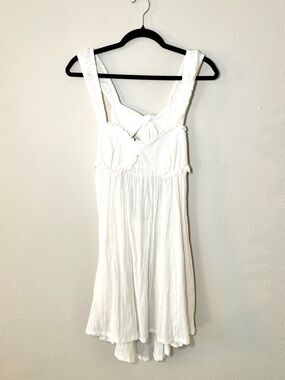 FREE PEOPLE Women’s Blissful Breeze Flowy Boho Milkmaid Dress Size Large L White